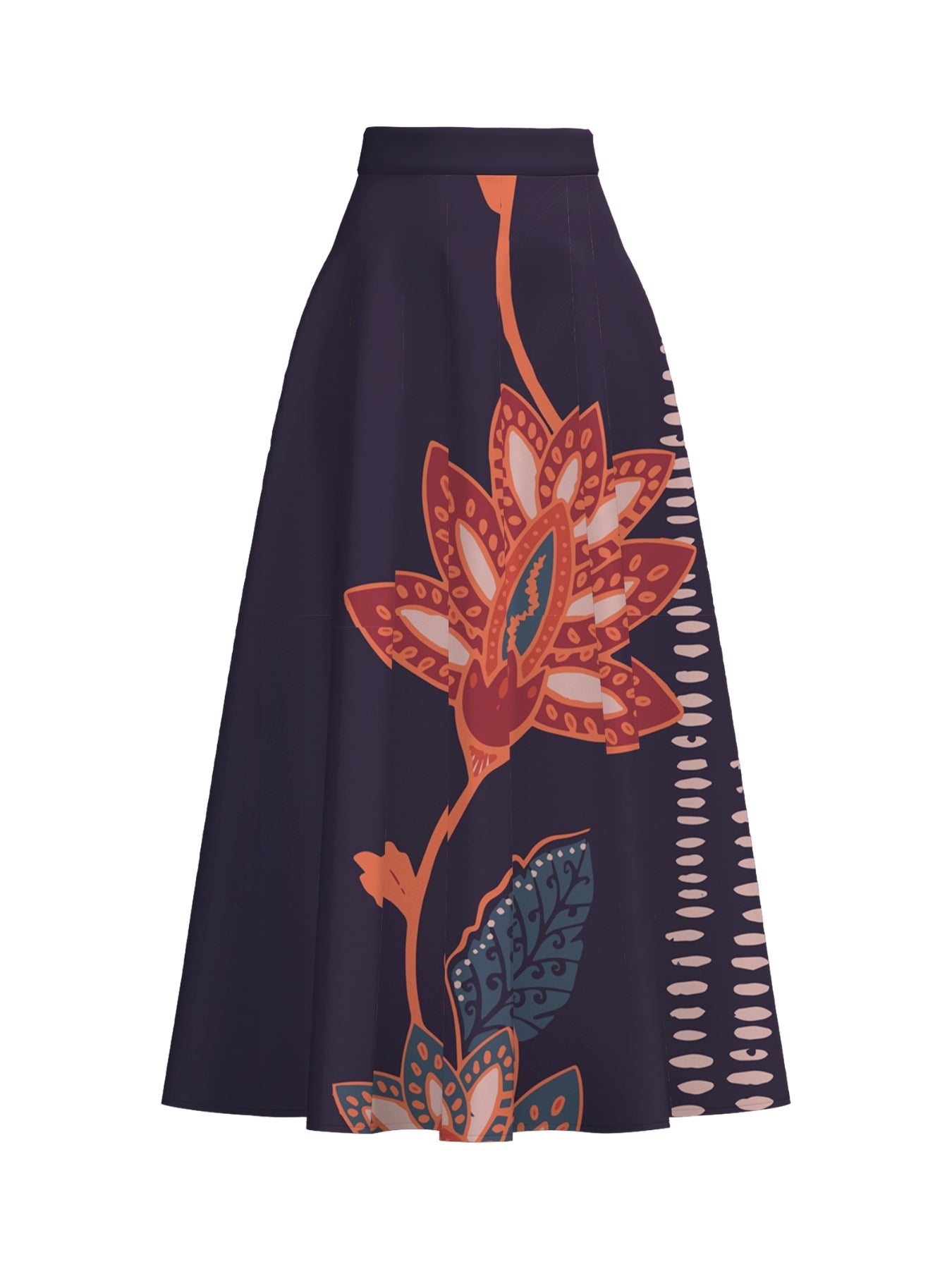 Printed Cotton Poplin Zya Skirt - Razu Navy