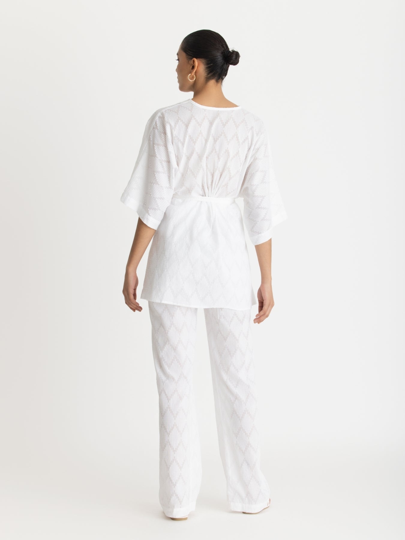 Leer Cotton Pants - Ondas Blanc