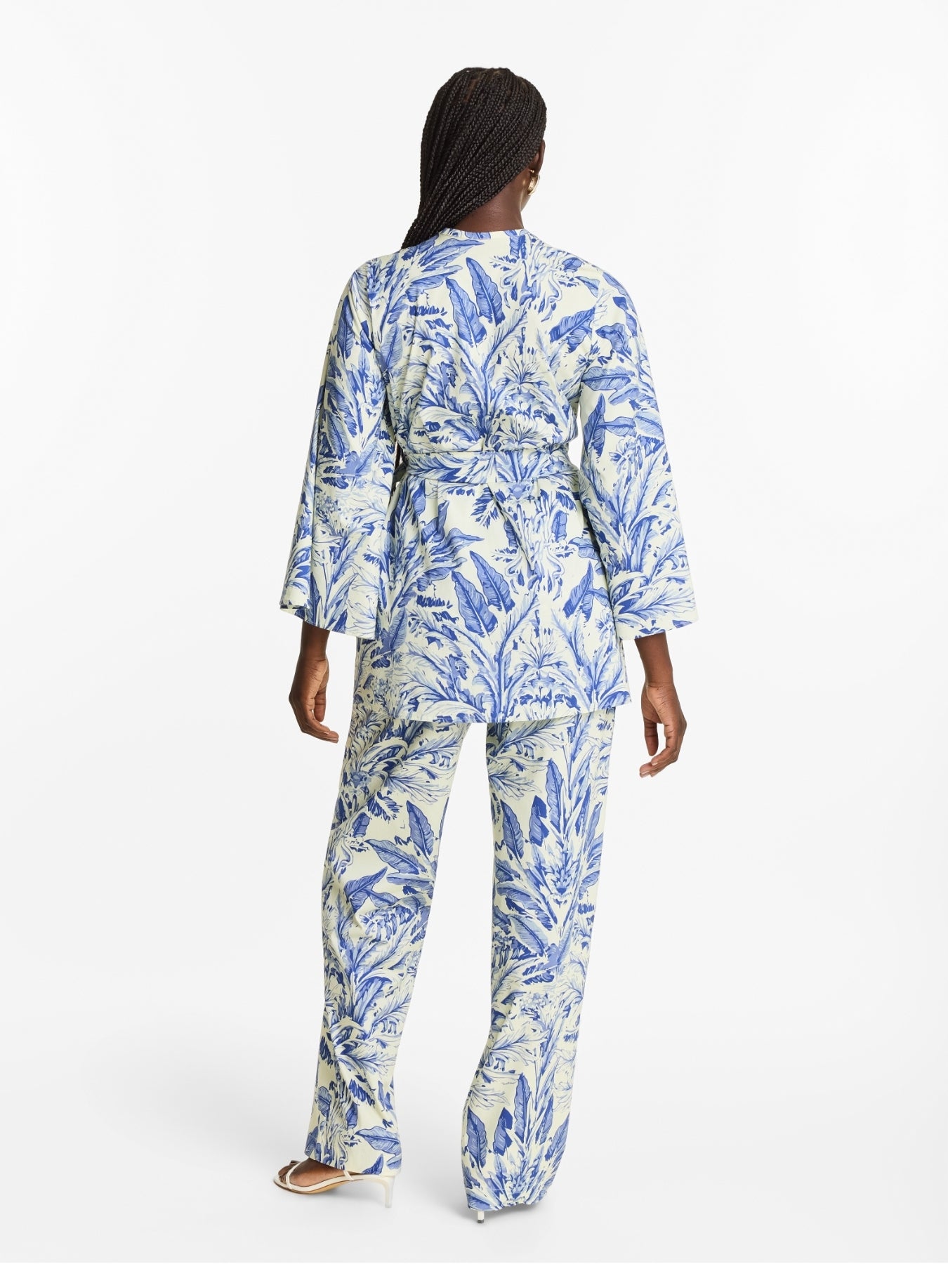 Printed Cotton Poplin Leer Pants - Toile Blu