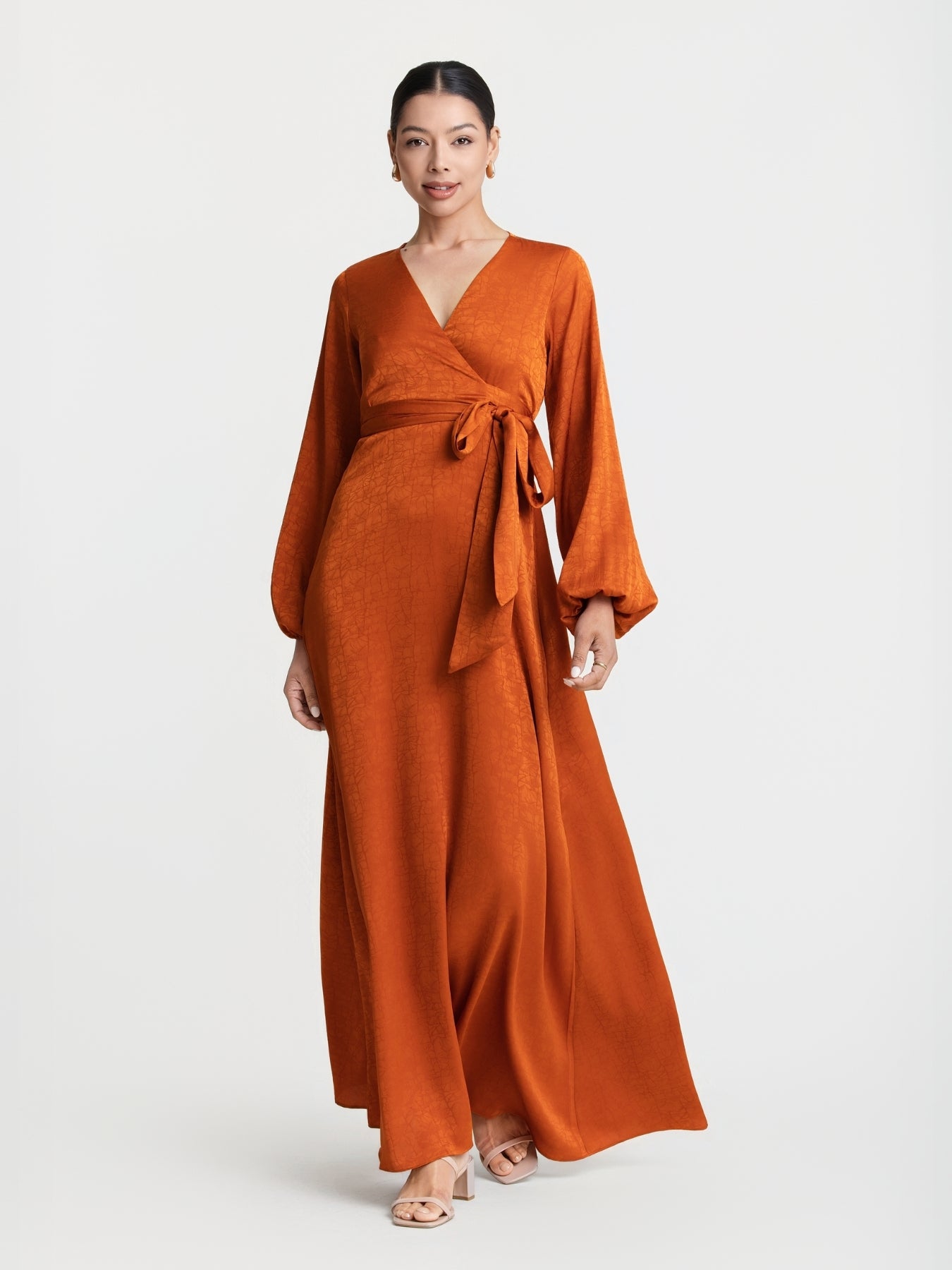 long sleeve rust dress Long Sleeve Day Gown - MIDI
