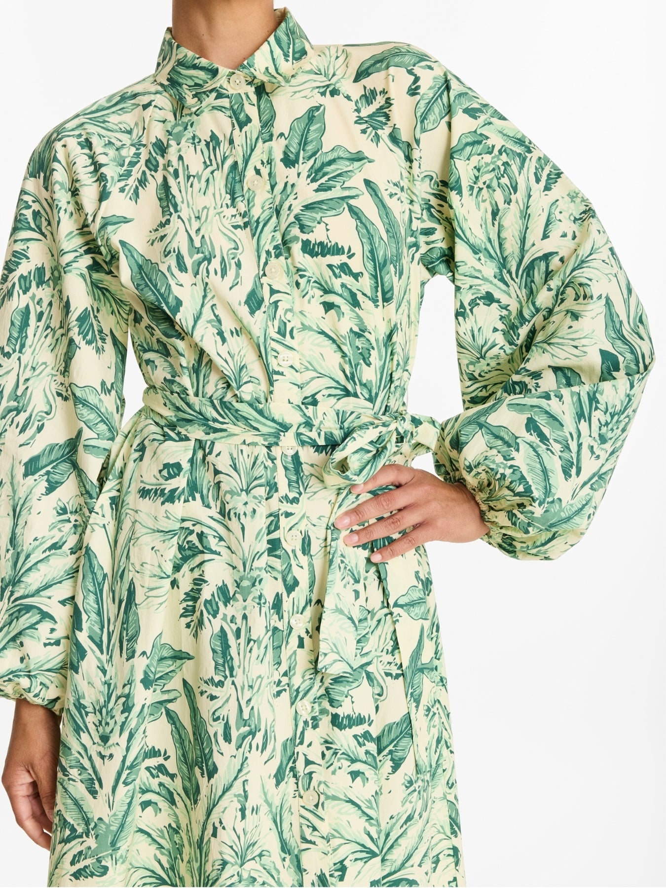 Printed Cotton Poplin Naja Midi Dress - Toile Olive