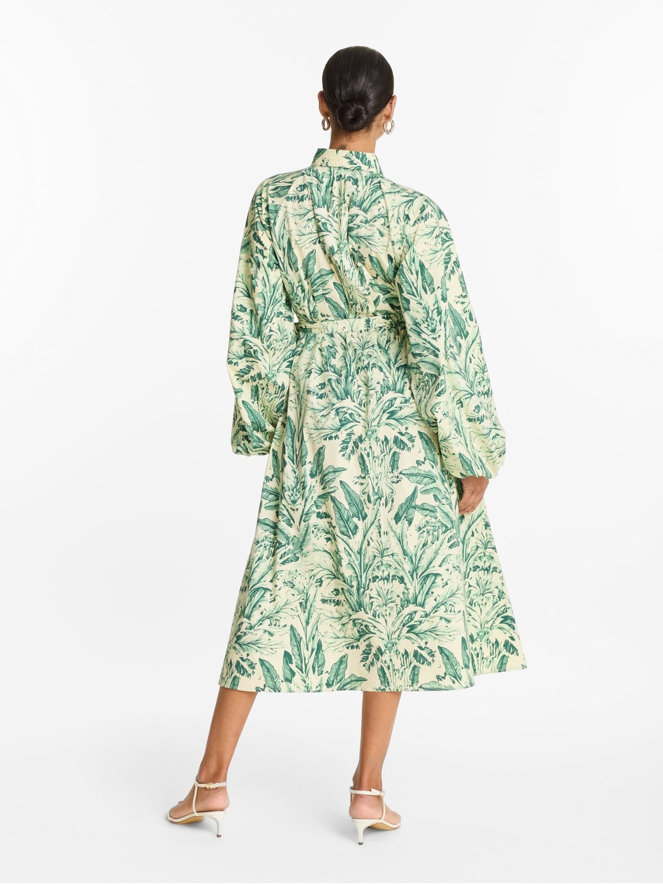 Printed Cotton Poplin Naja Midi Dress - Toile Olive