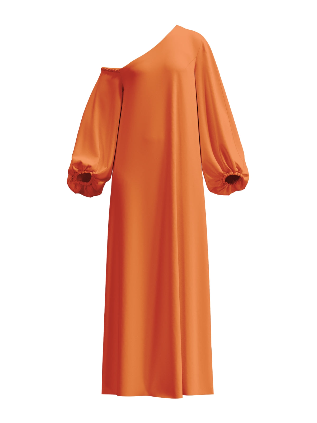 Printed Cotton Poplin Niva Dress - Solid Orange