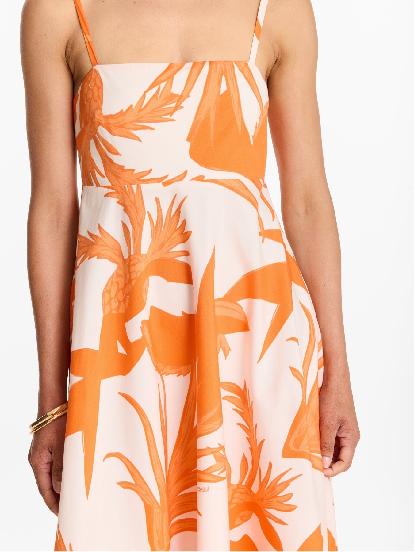 Printed Cotton Poplin Oria Dress - Tiki Orange