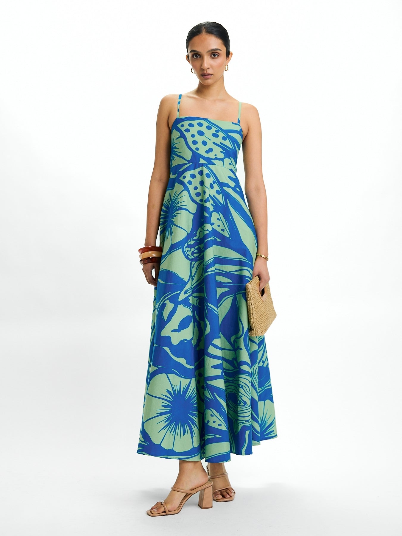 Printed Cotton Poplin Oria Dress - Tima Mint