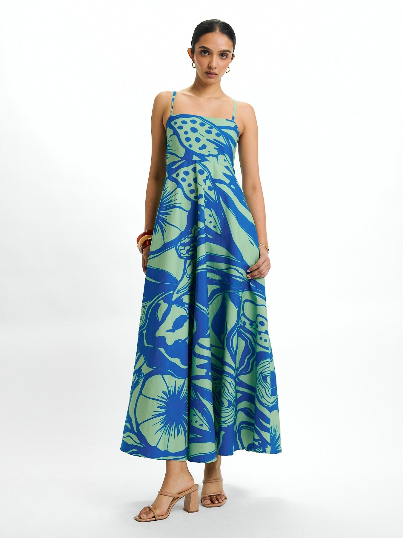 Printed Cotton Poplin Oria Dress - Tima Mint