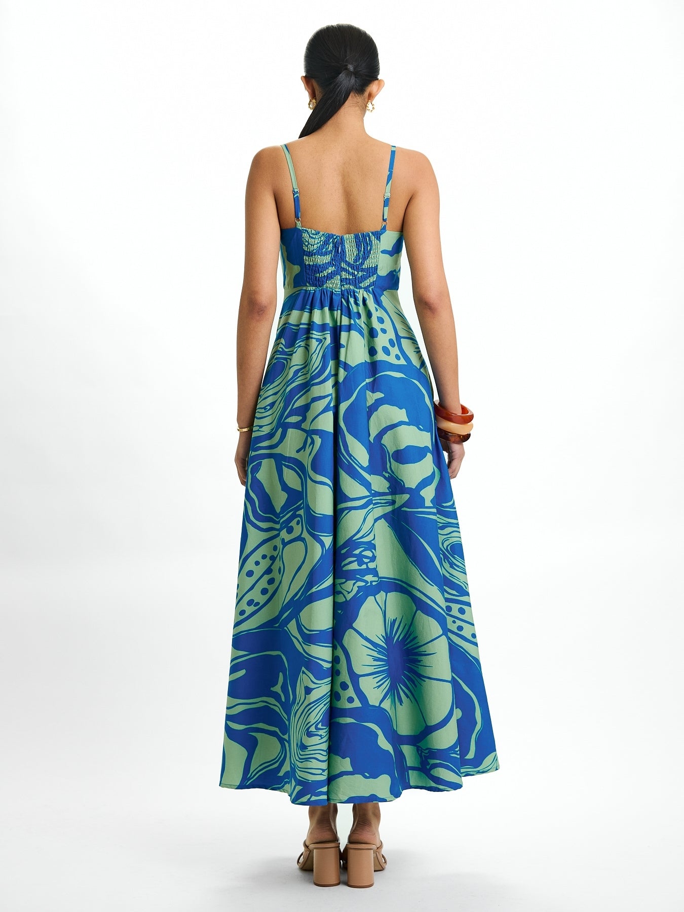 Printed Cotton Poplin Oria Dress - Tima Mint