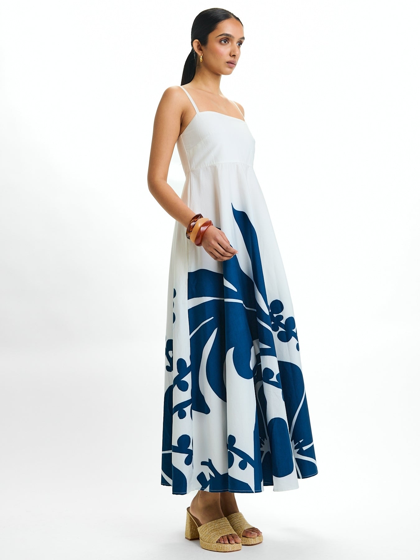 Printed Cotton Poplin Oria Dress - Ula Navy