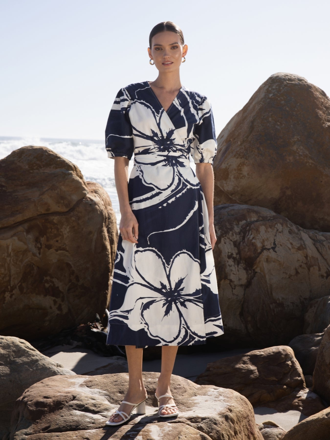 Printed Cotton Poplin Kyra Dress - Sora Navy