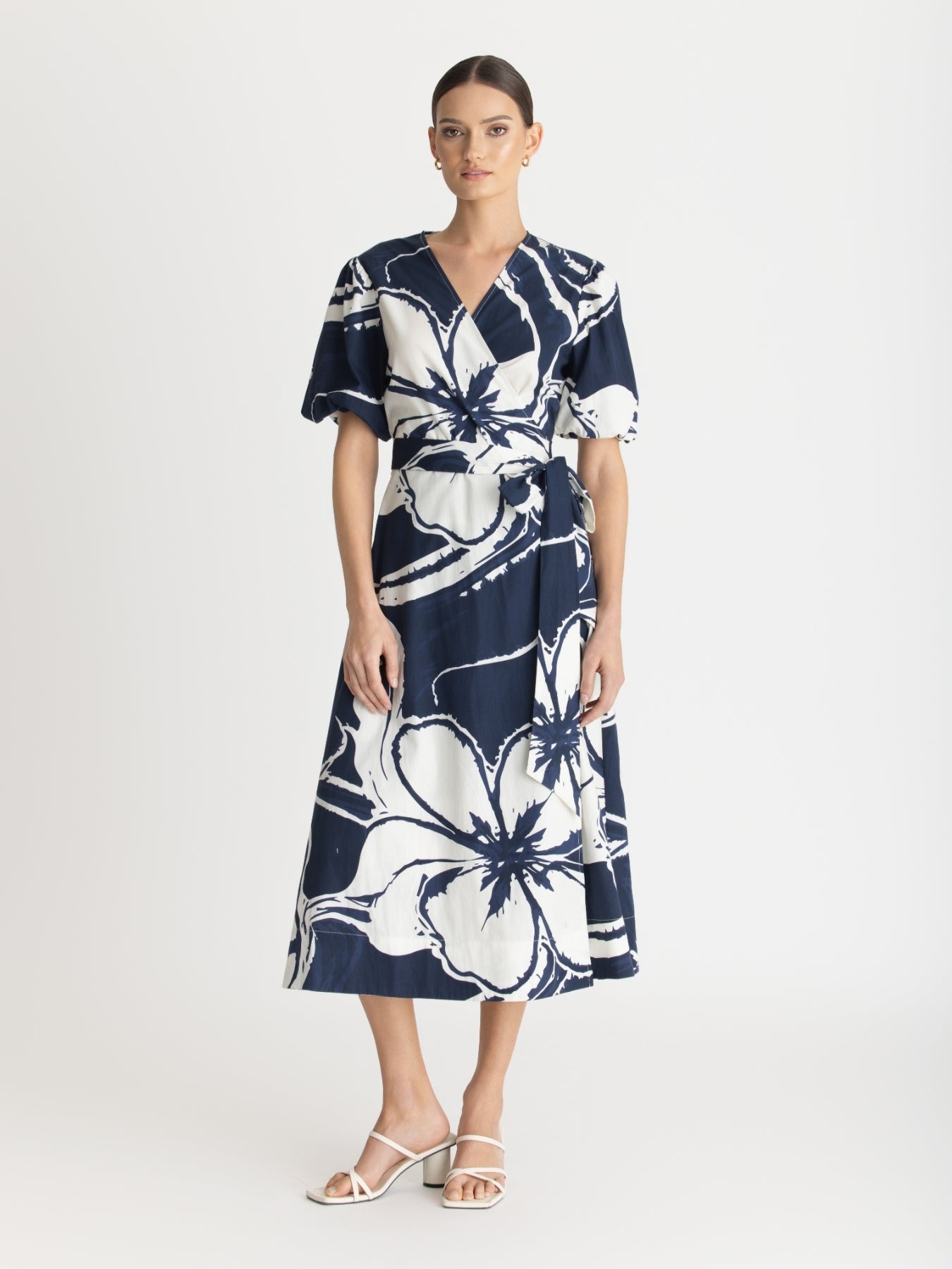 Printed Cotton Poplin Kyra Dress - Sora Navy