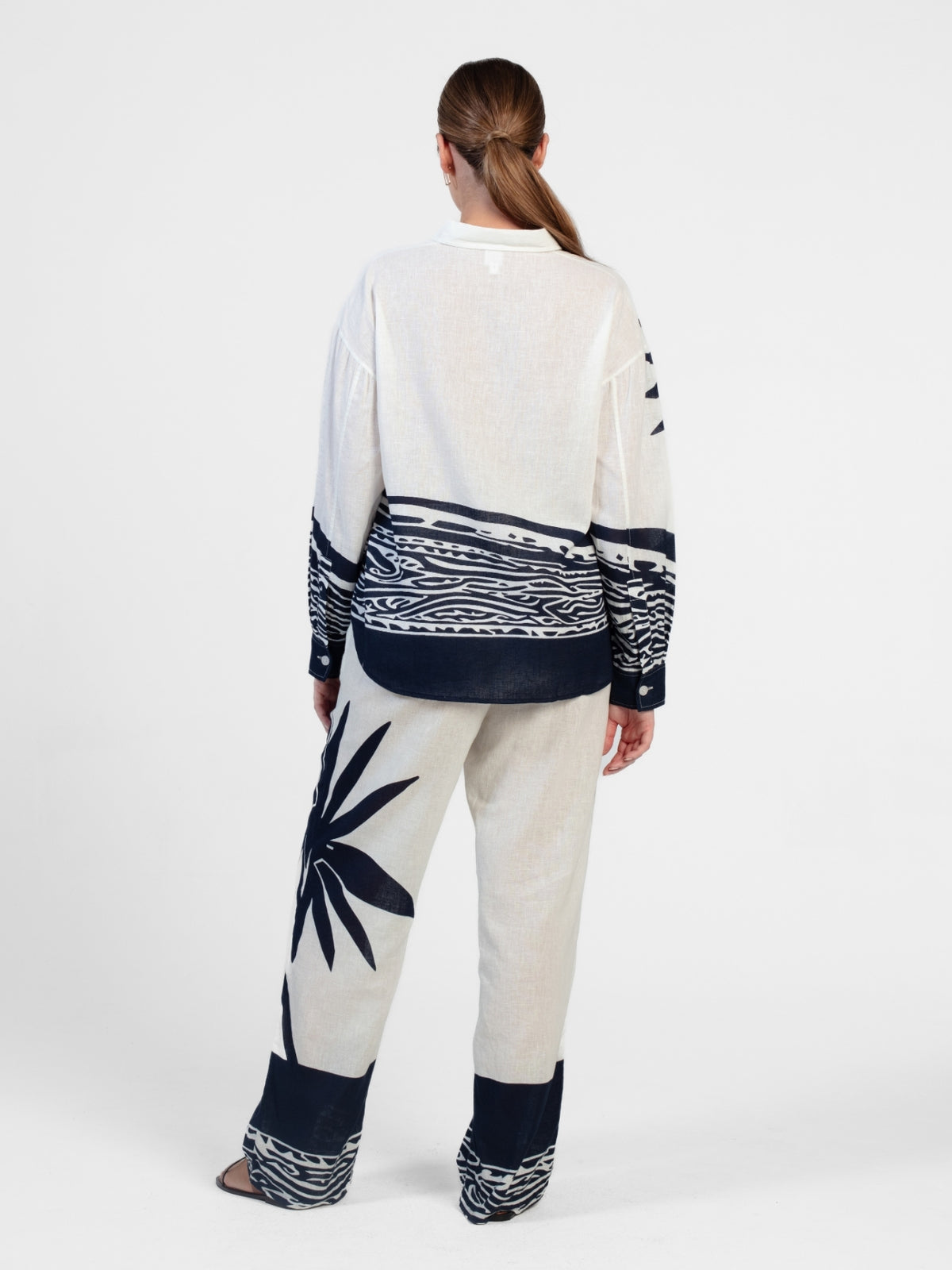 Printed Linen Rina Top - Maja Navy