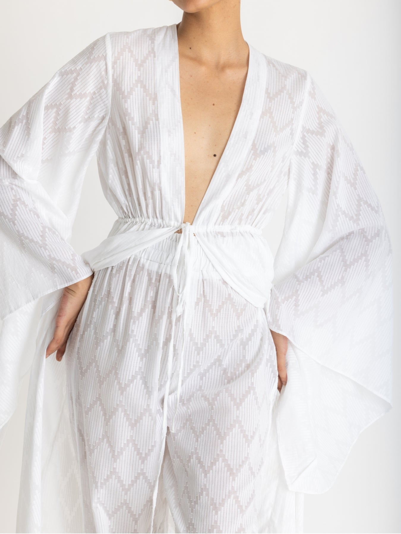 Sirene Cotton Kimono - Ondas Blanc