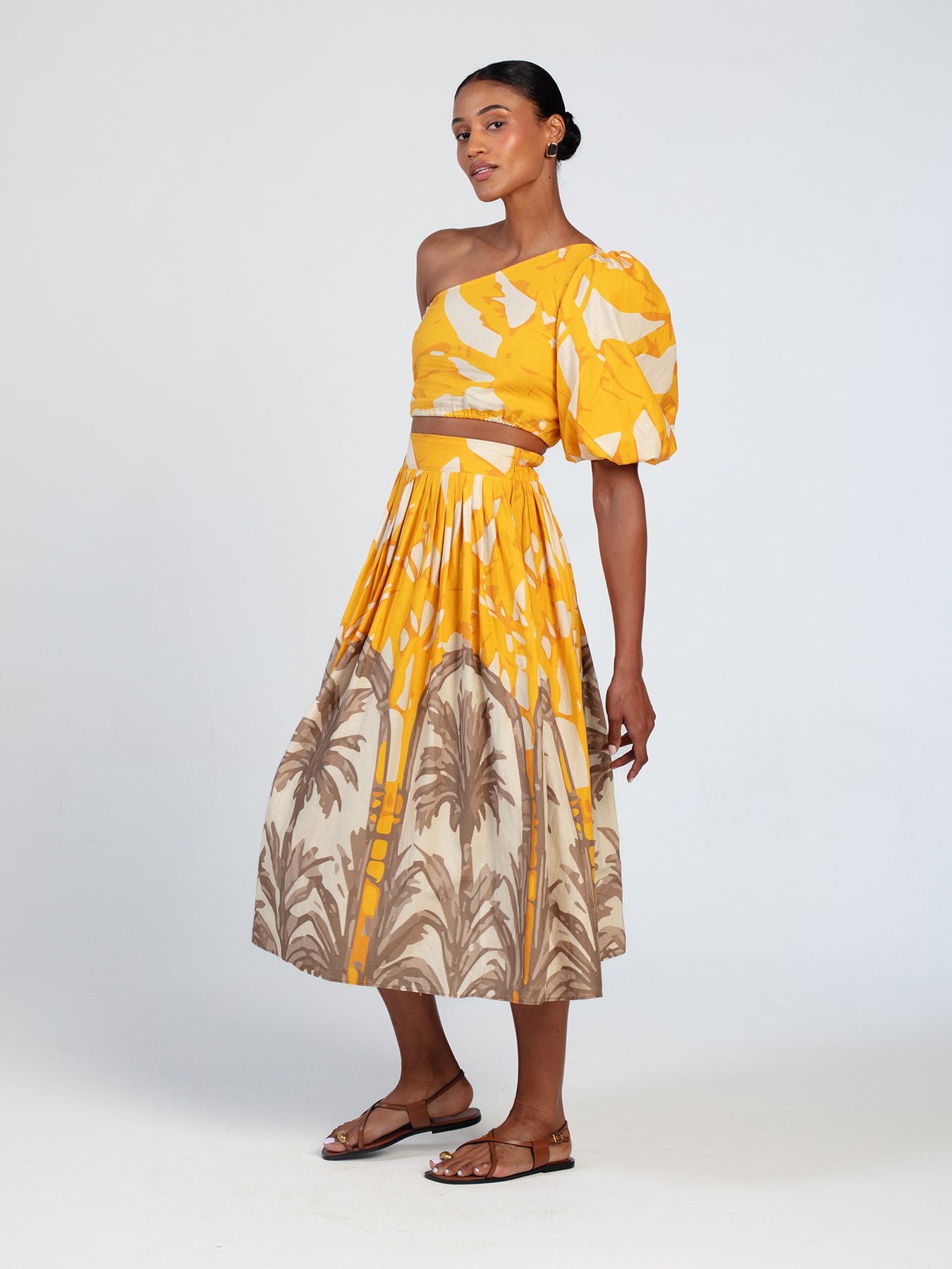 Printed Linen Taz Skirt - Avena Mustard