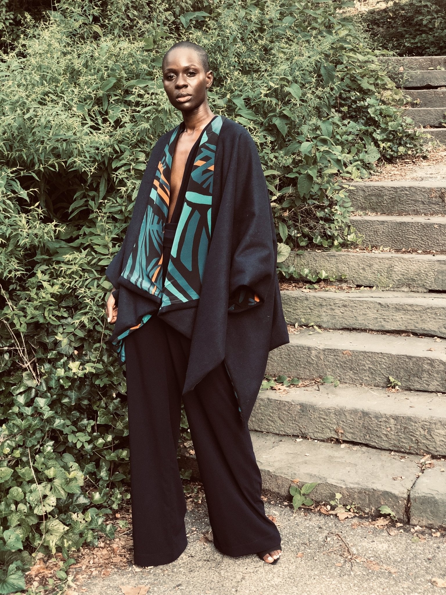 Baol Reversible Wool Poncho - diarrablu