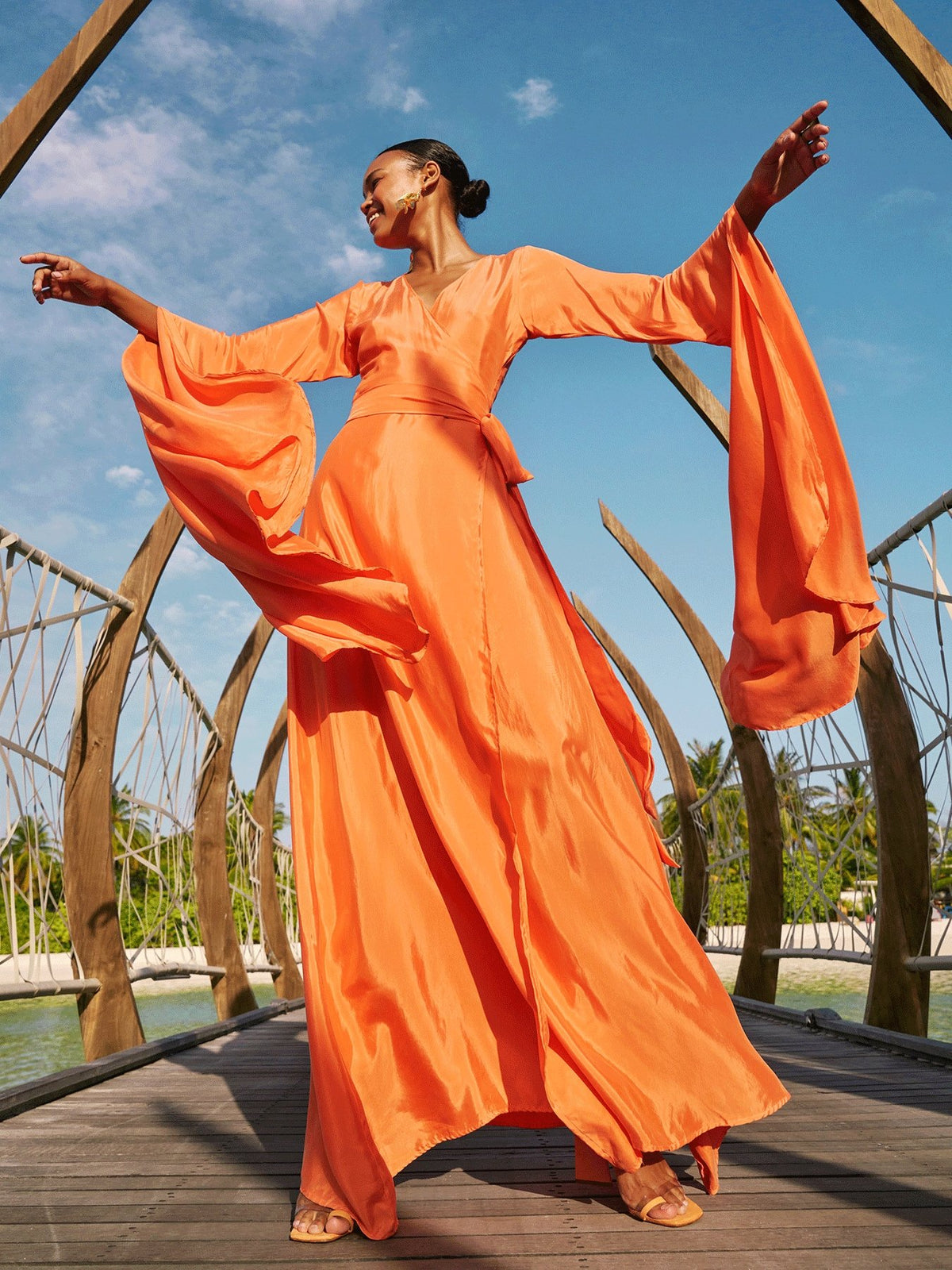 coral orange dress Sustainable Maya - Solid - XS (US 0 to US 2) / No = Standard Height 5'8