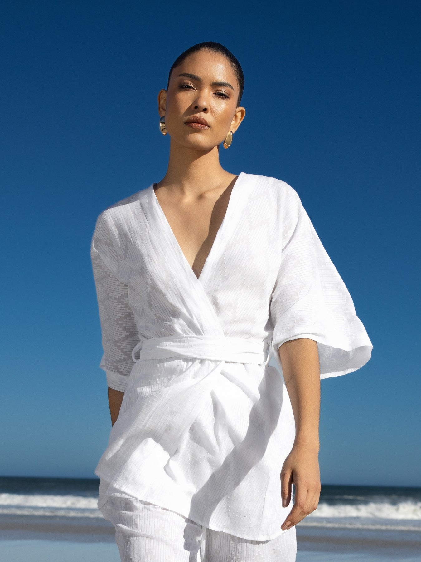 Cabana Cotton Kimono – Ondas Blanc