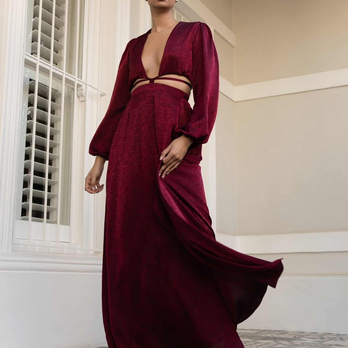 Amal Dress - Ayel Wine XL (US 16 to US 18) / No = Standard Height 5'8