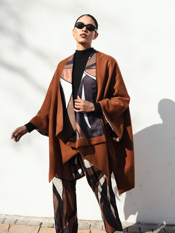 Amy Reversible Poncho - Chiado Rust