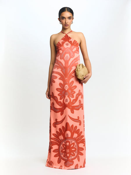 rose orange dress Diedre Rose Strappy Maxi Dress
