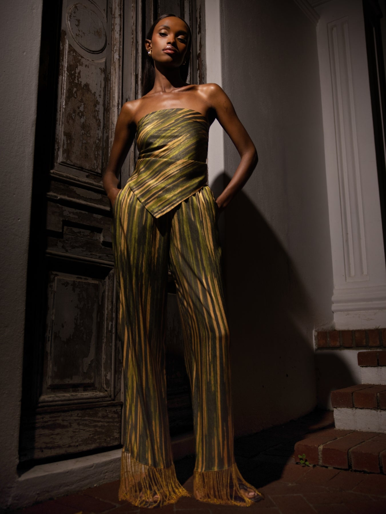 Beaded Tassel Hana Pants - Erma Olive