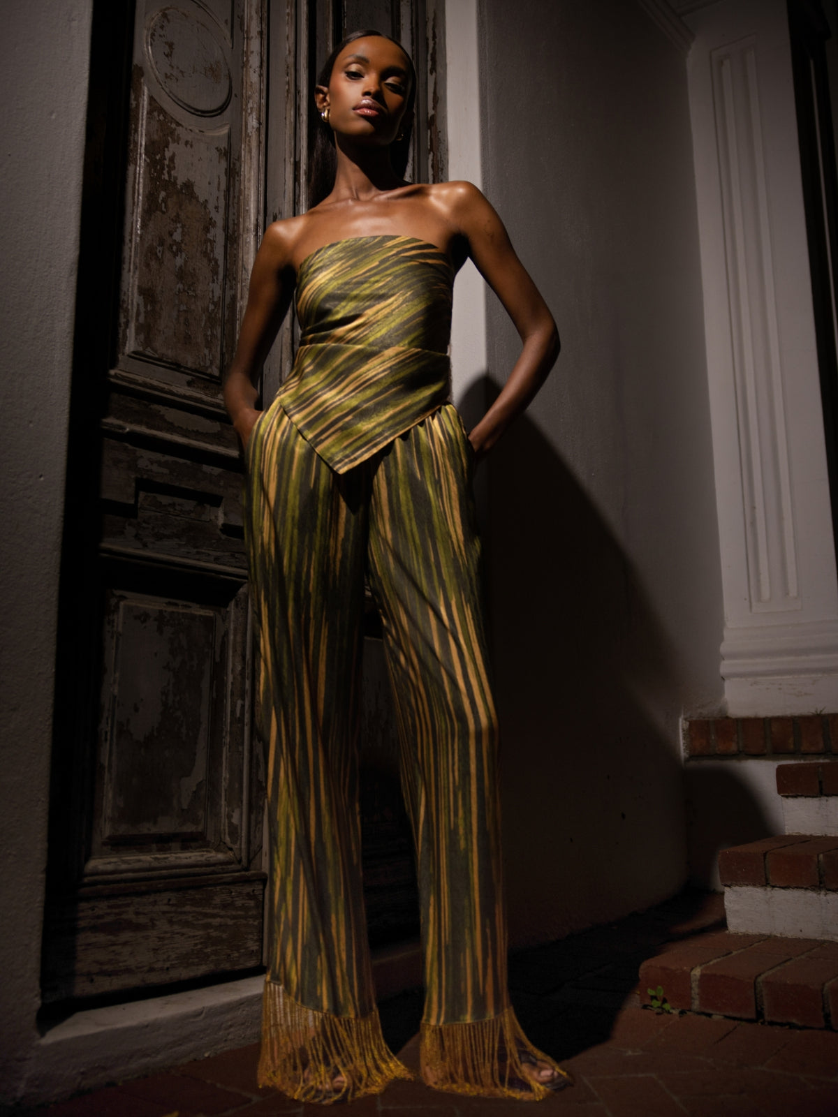 Beaded Tassel Hana Pants - Erma Olive