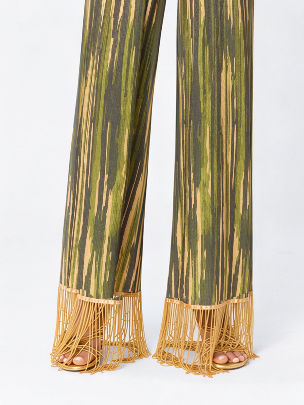 Beaded Tassel Hana Pants - Erma Olive