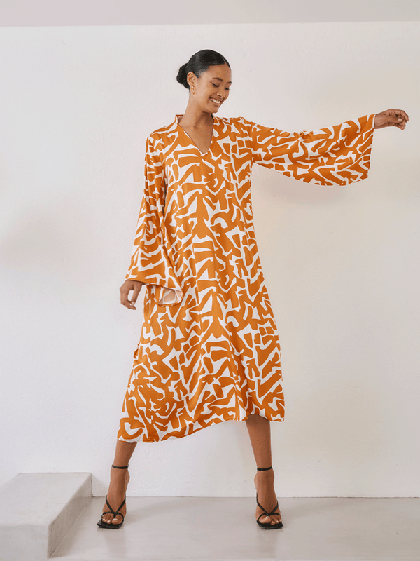 Sustainable Rama Dress - Tali Orange