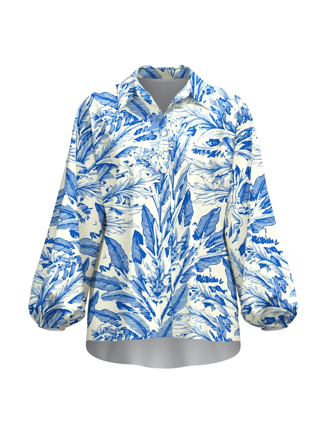 Printed Cotton Voile Nora Shirt - Toile Blu