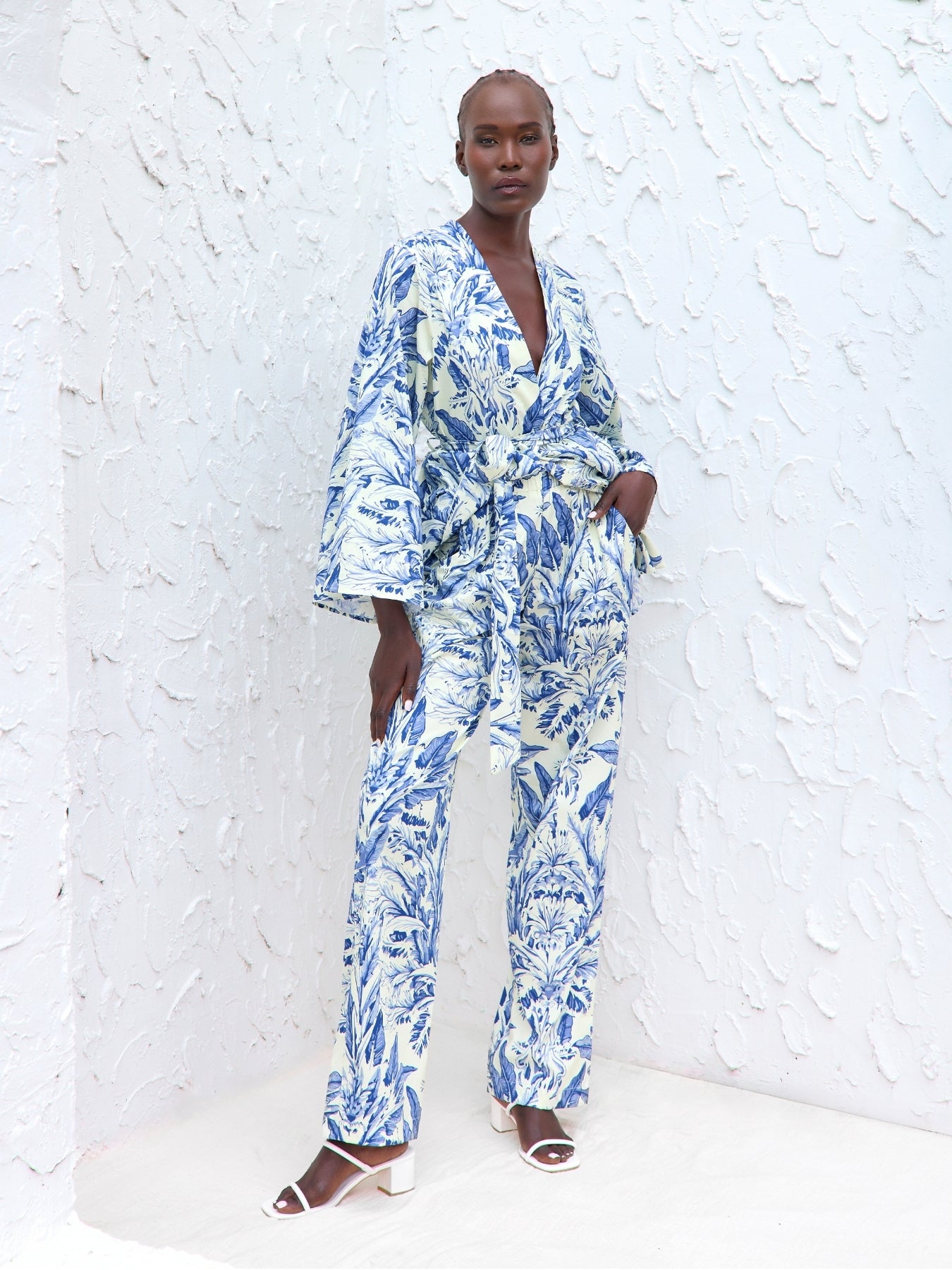 Printed Cotton Poplin Leer Pants - Toile Blu
