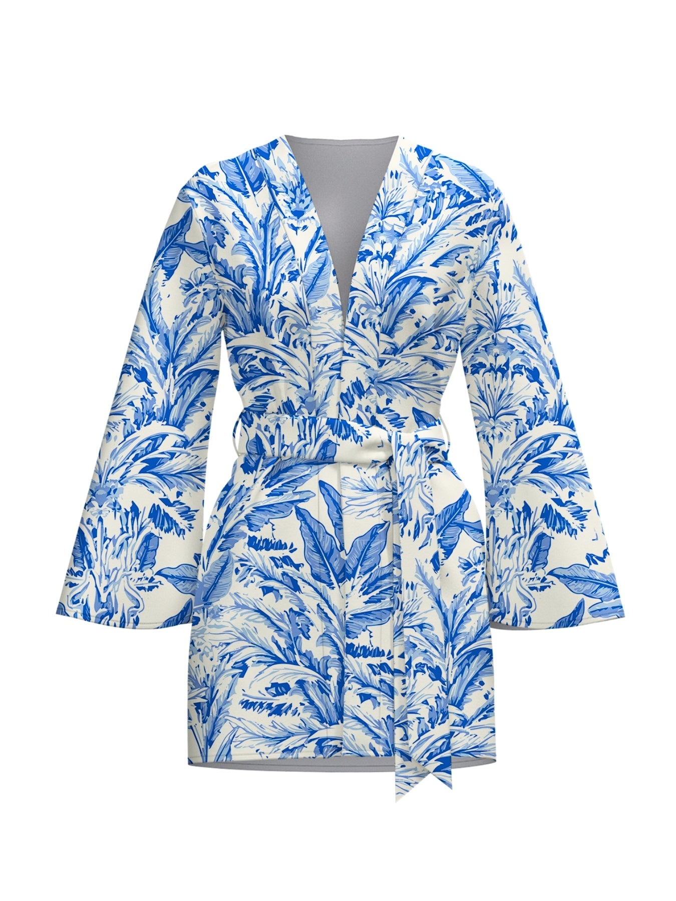 Printed Cotton Poplin Mini Kimono - Toile Blu