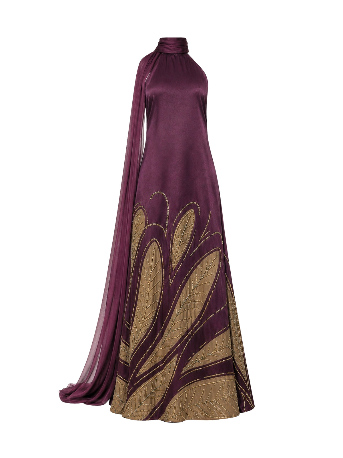 Handbeaded Niya Dress - Fiura Burgundy