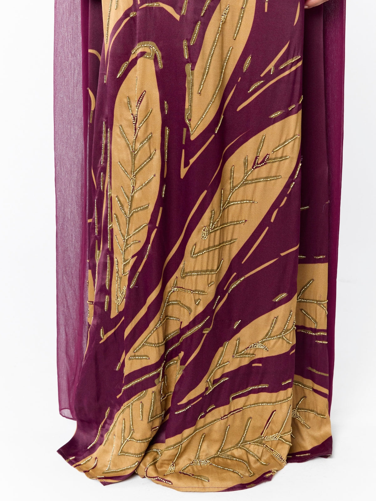 Handbeaded Niya Dress - Fiura Burgundy
