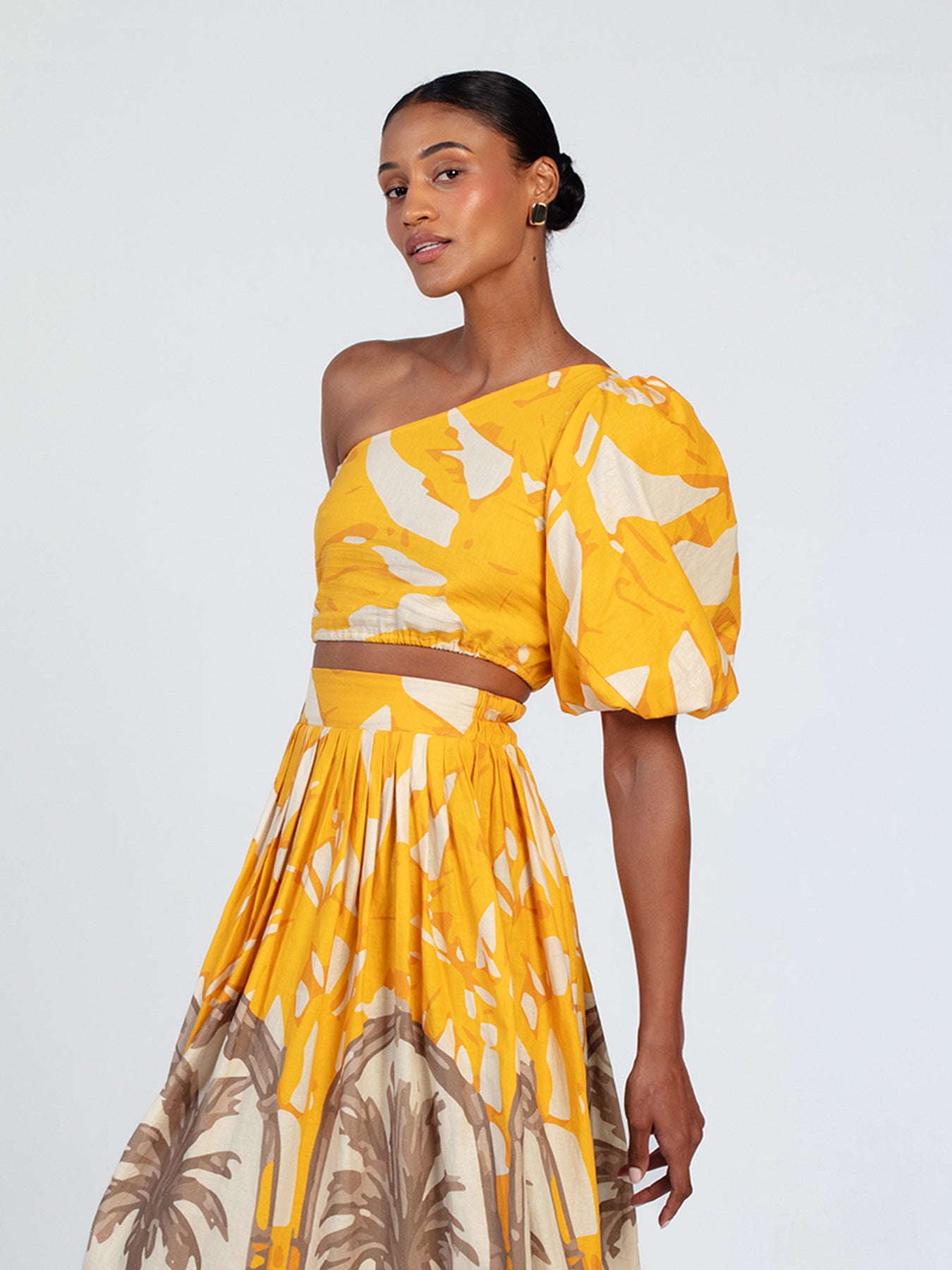 Printed Linen Ira Top - Avena Mustard