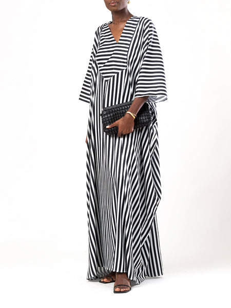 Madina Dress - Lines Black - XS (US 0 to US 2) / No = Standard Height 5'8