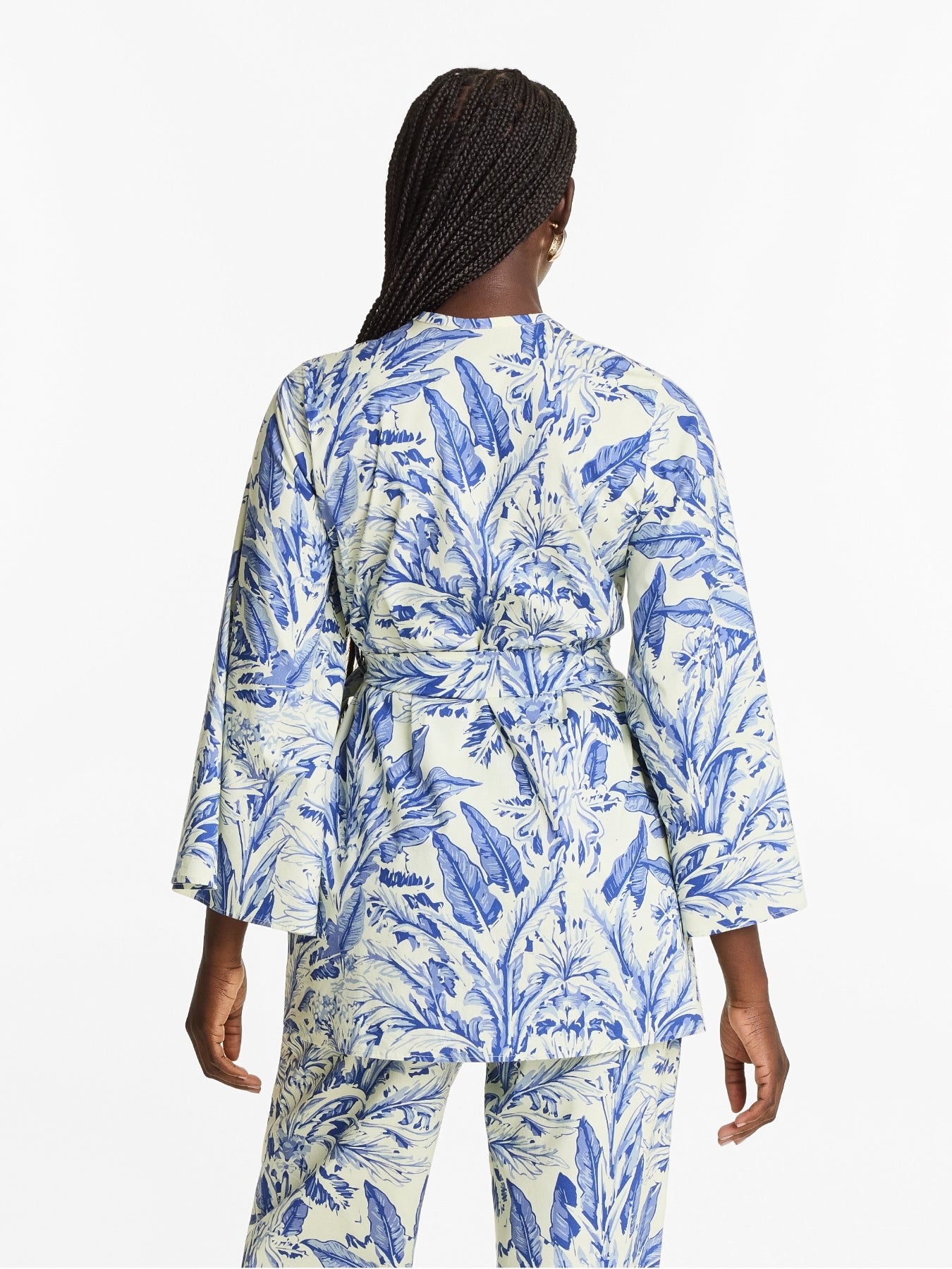 Printed Cotton Poplin Mini Kimono - Toile Blu