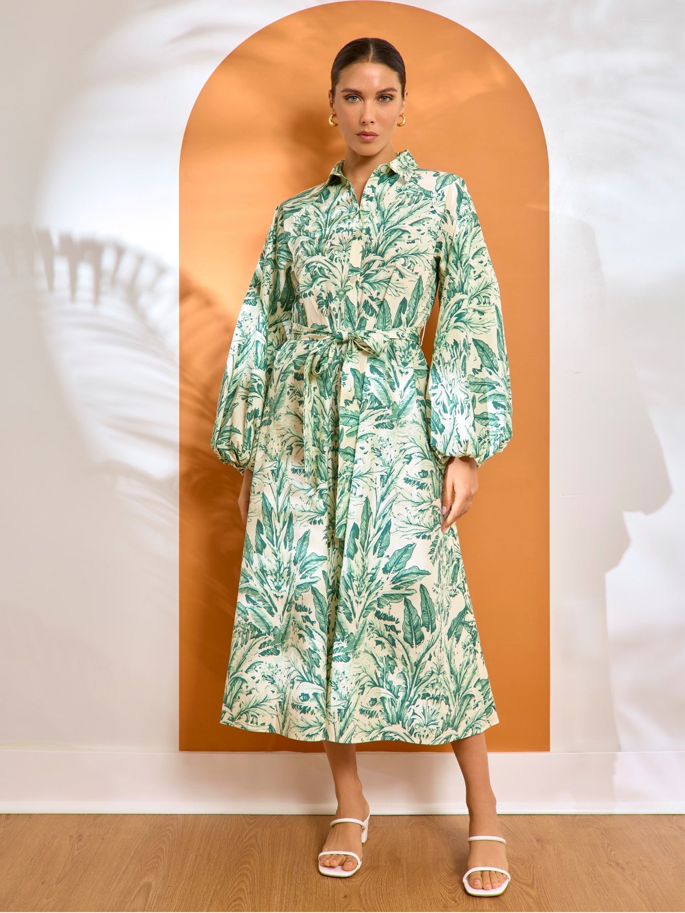 Printed Cotton Poplin Naja Midi Dress - Toile Olive