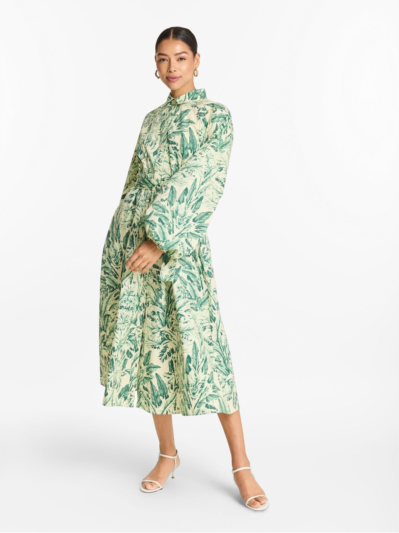 Printed Cotton Poplin Naja Midi Dress - Toile Olive