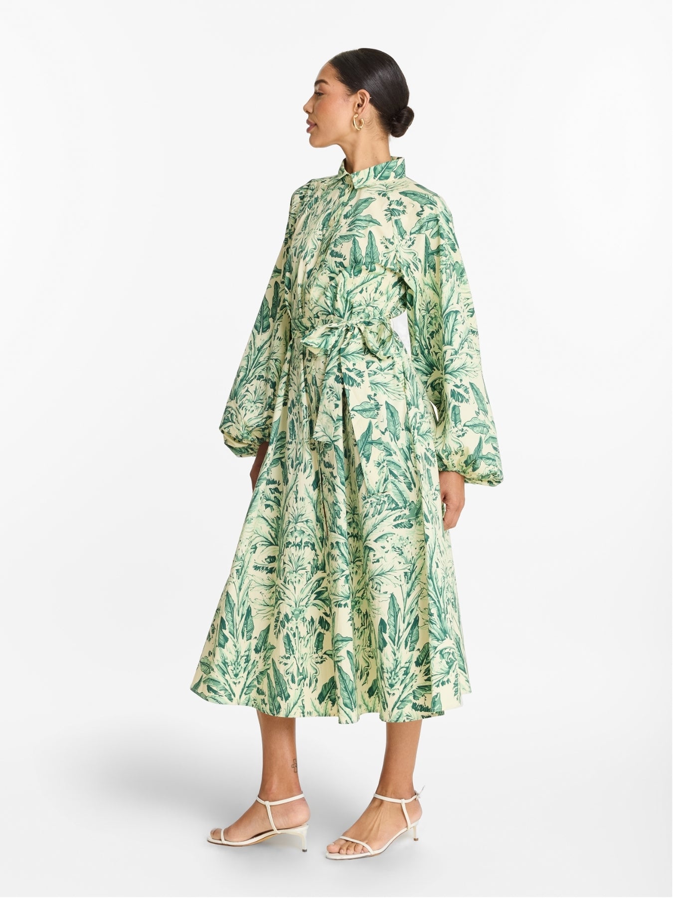 Printed Cotton Poplin Naja Midi Dress - Toile Olive