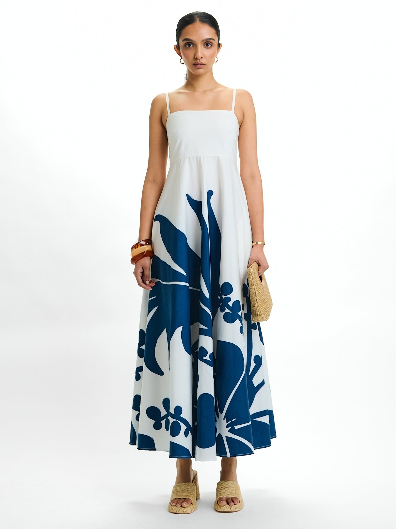 Printed Cotton Poplin Oria Dress - Ula Navy