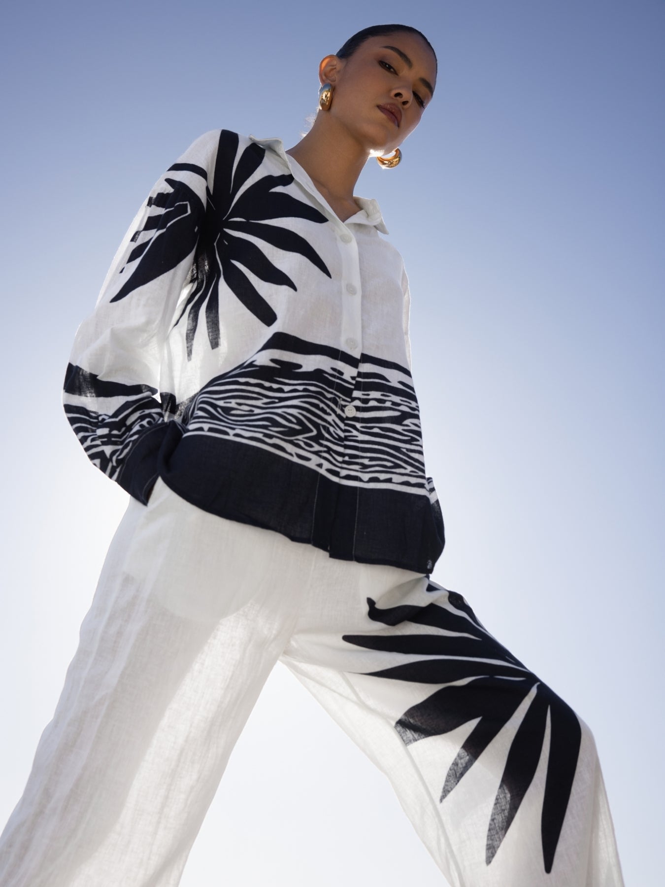 Printed Linen Rina Top - Maja Navy