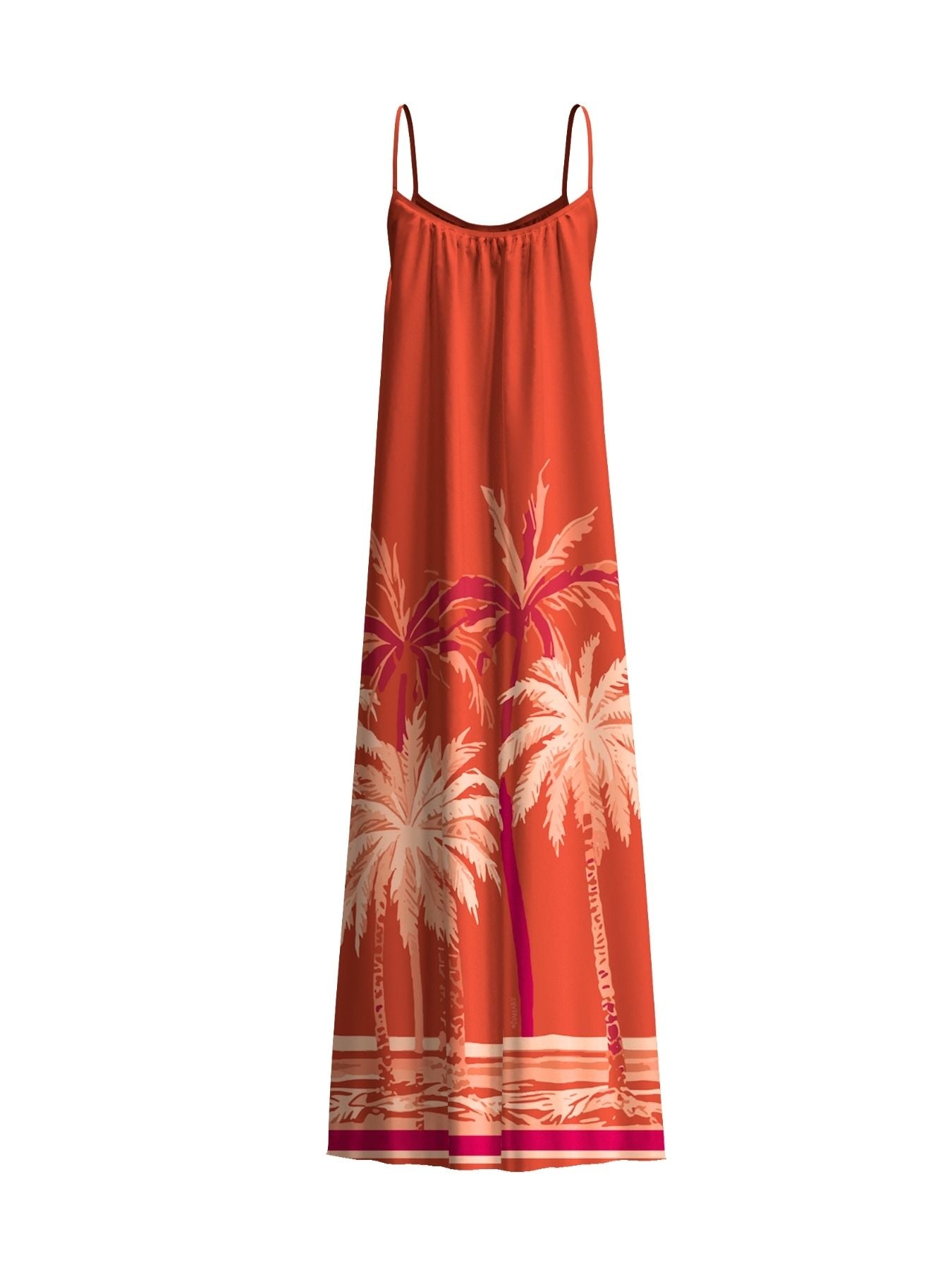 Printed Linen Sol Dress - Coco Terracota