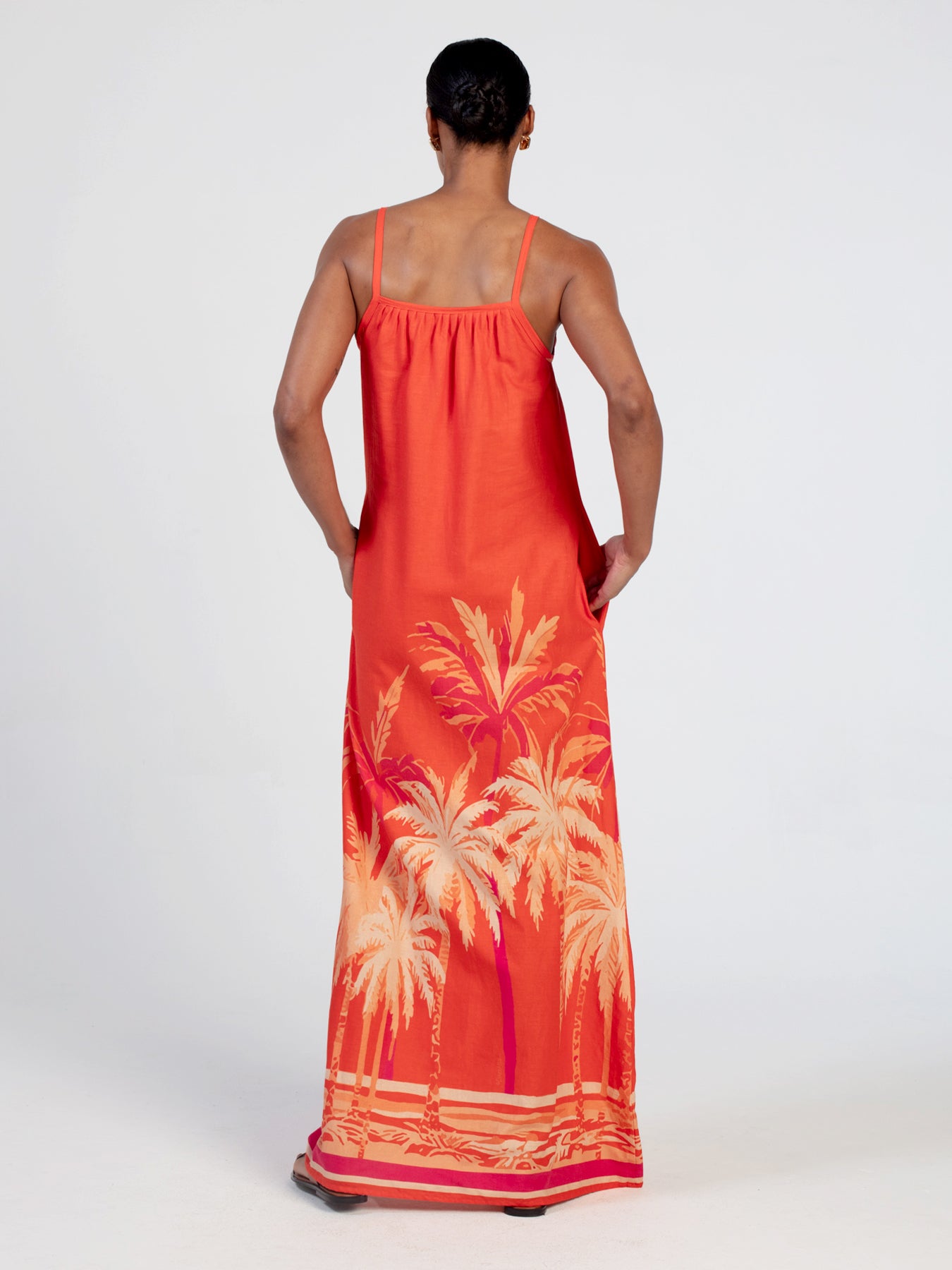 Printed Linen Sol Dress - Coco Terracota