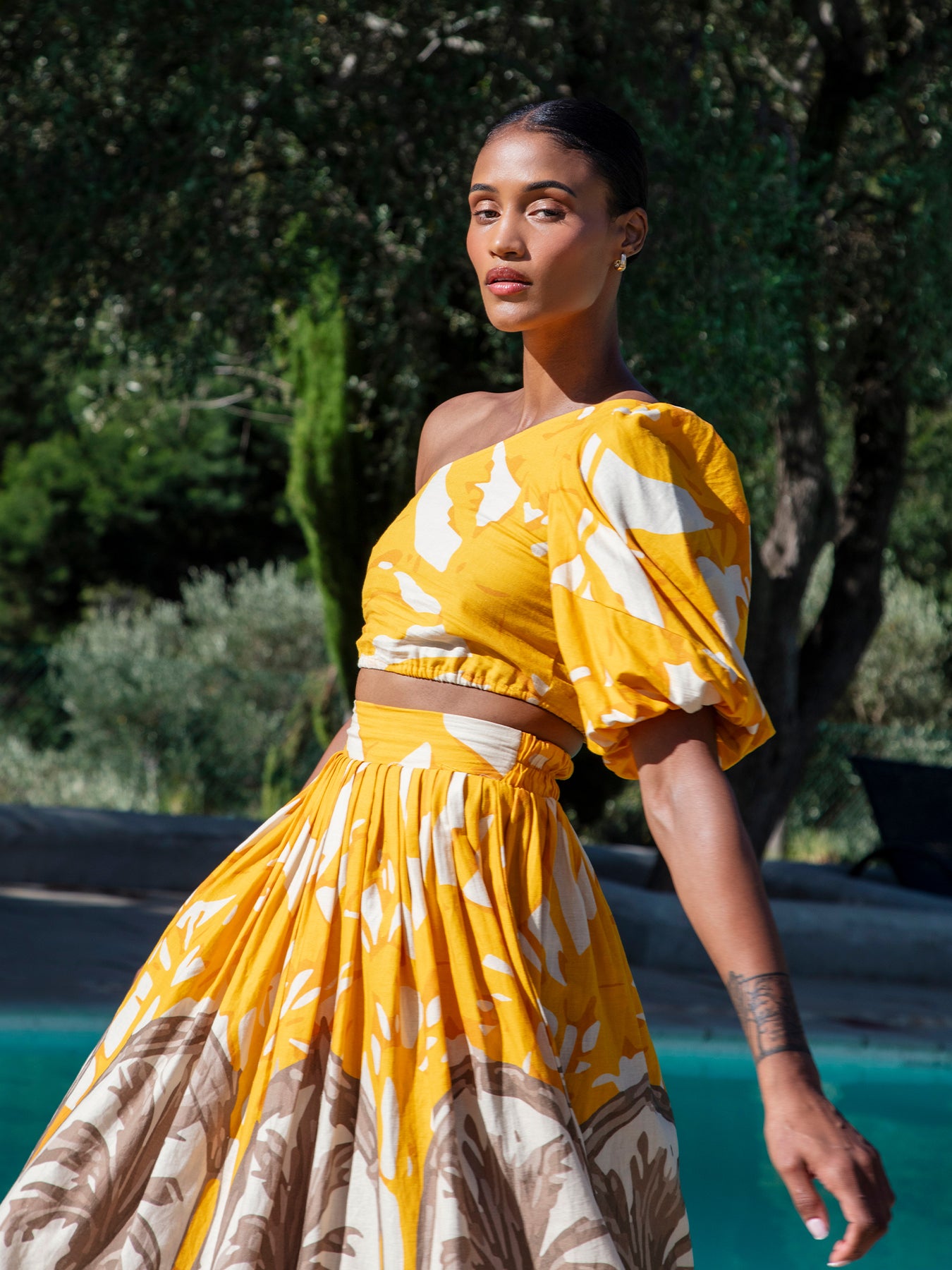 Printed Linen Taz Skirt - Avena Mustard