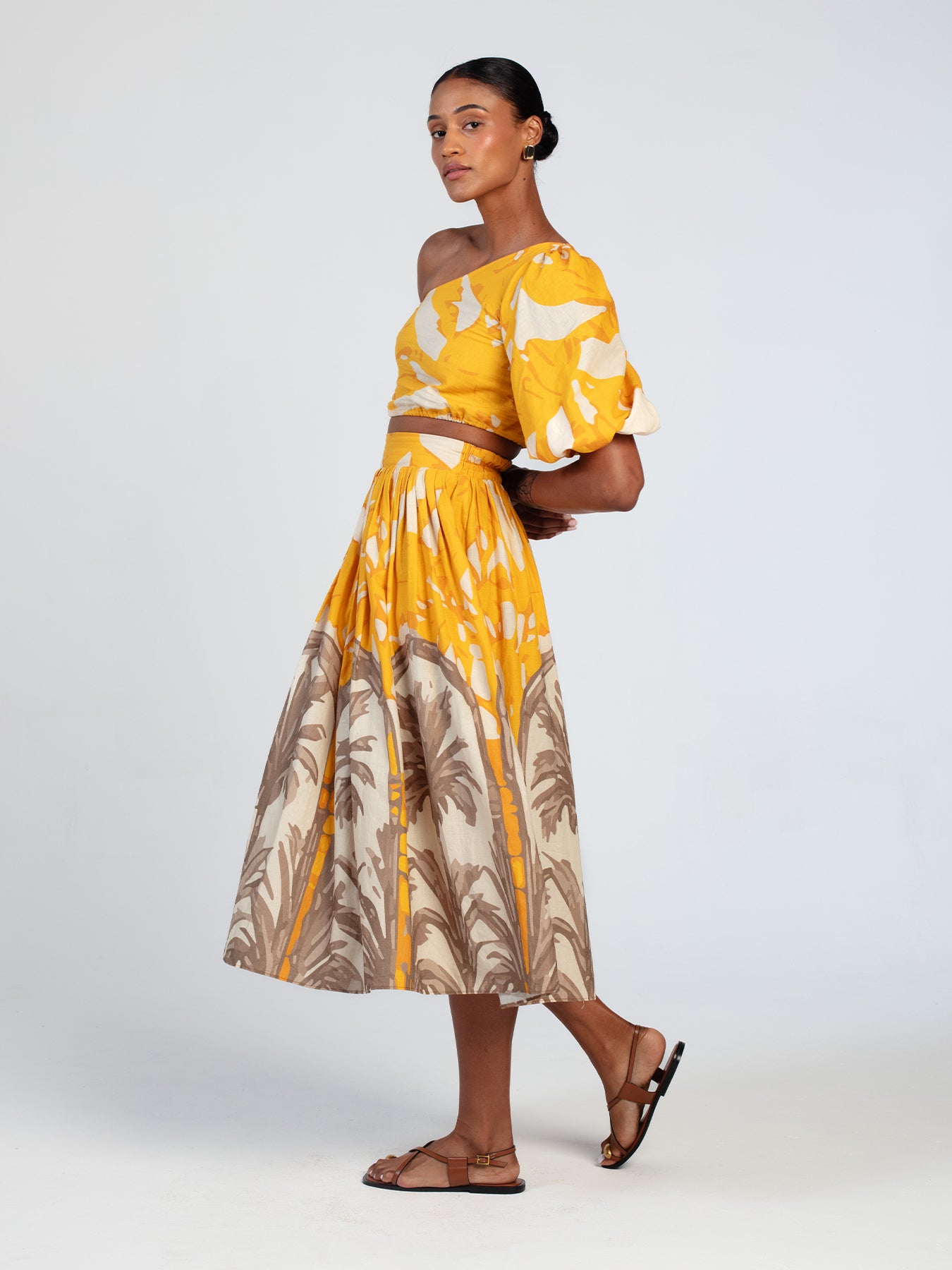 Printed Linen Taz Skirt - Avena Mustard