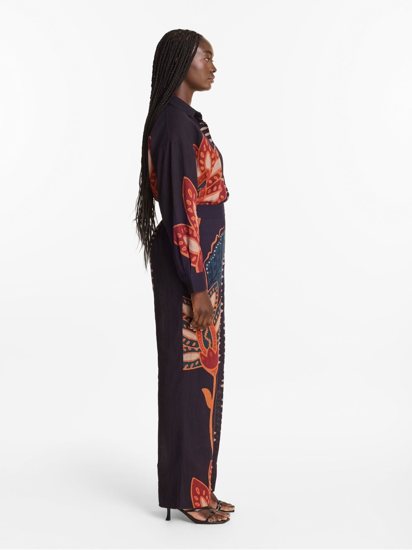 Printed Linen Tova Pants - Razu Navy