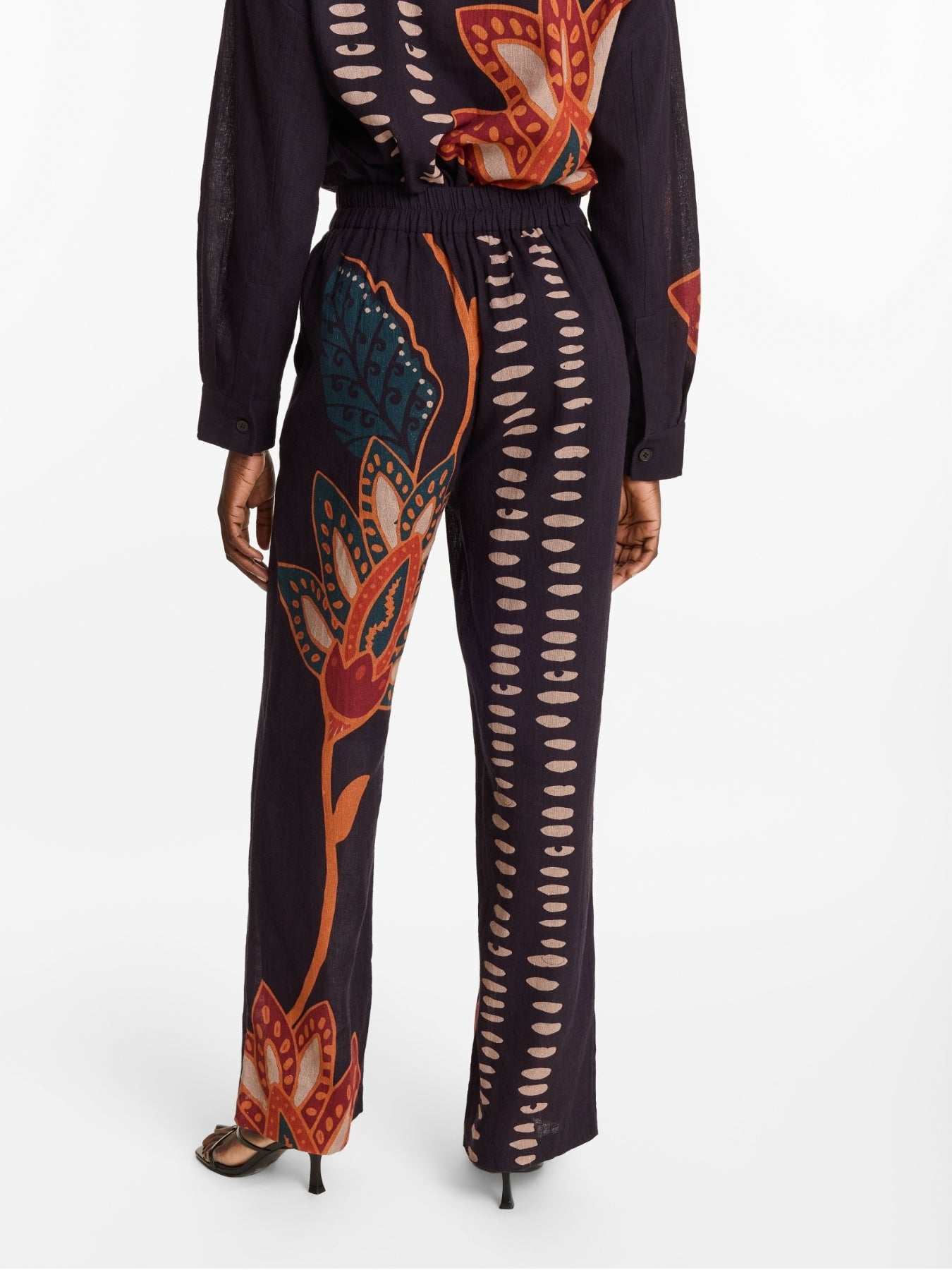 Printed Linen Tova Pants - Razu Navy