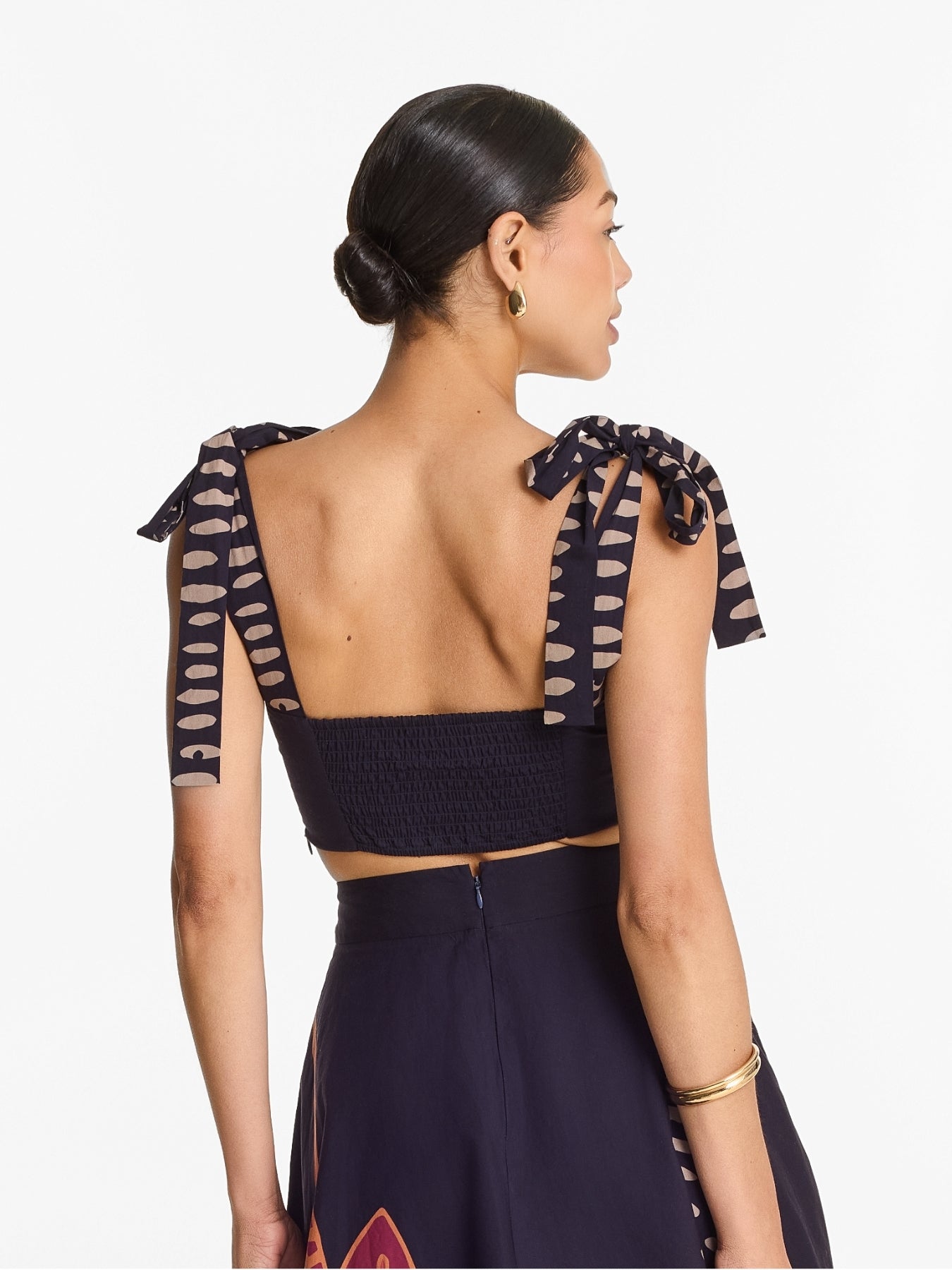 Printed Cotton Poplin Uly Top - Razu Navy