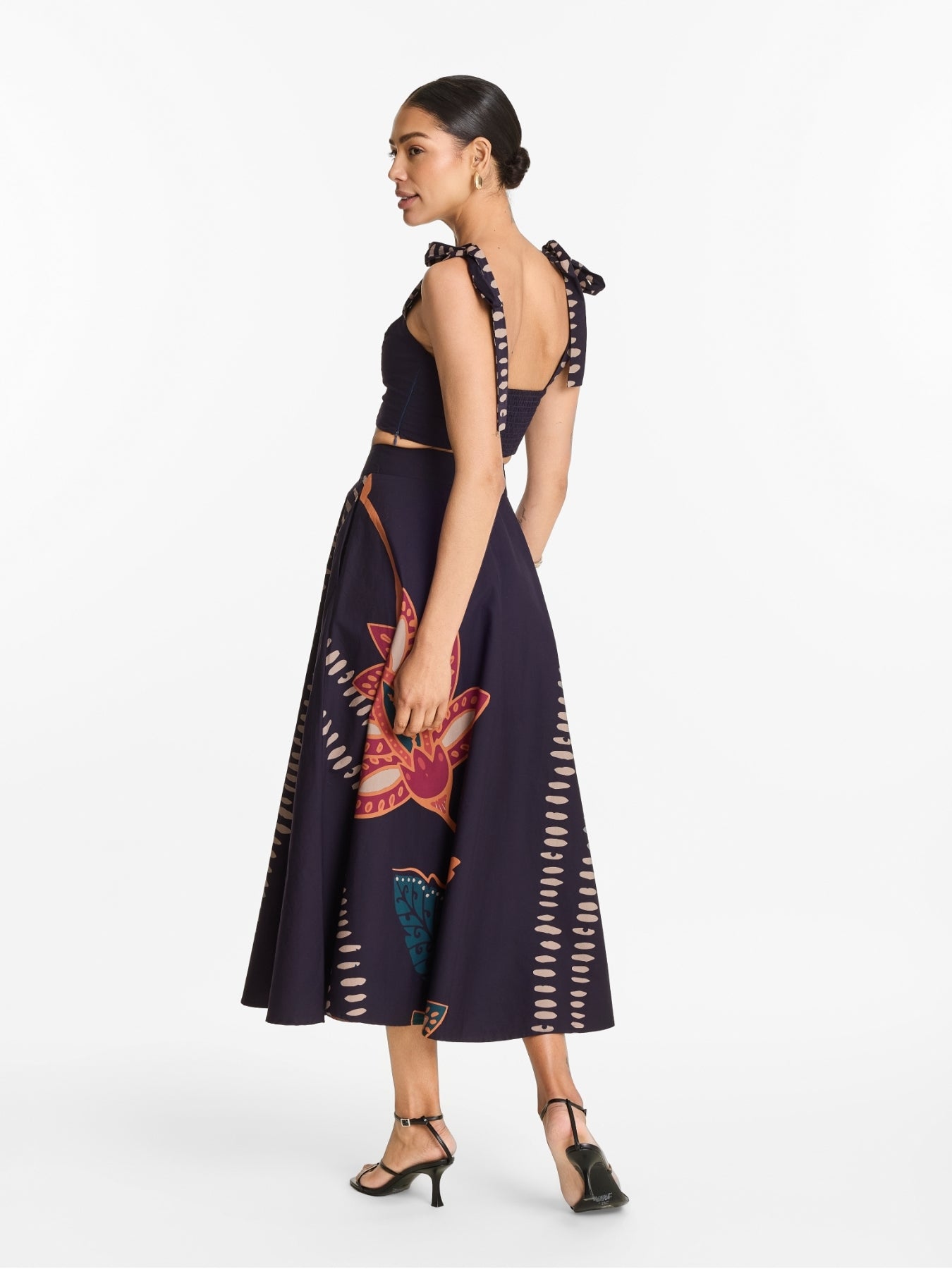 Printed Cotton Poplin Zya Skirt - Razu Navy