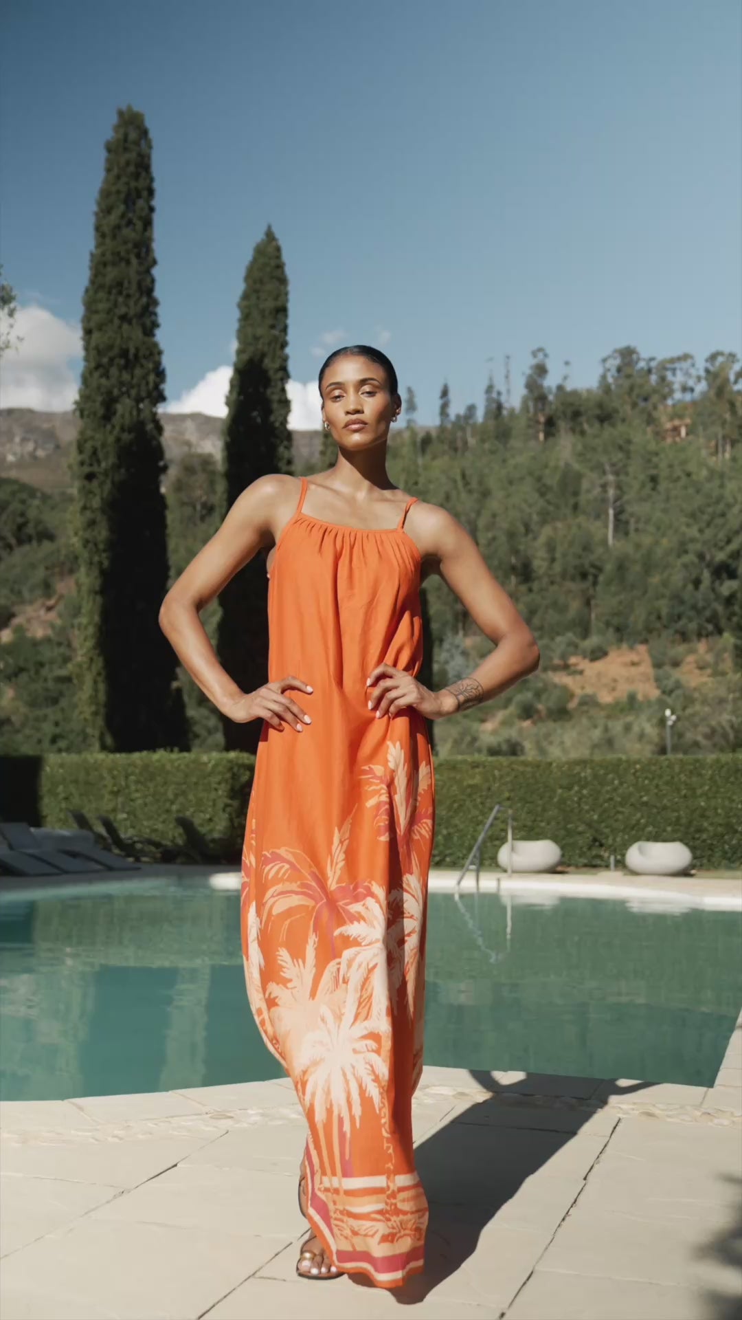 Printed Linen Sol Dress - Coco Terracota