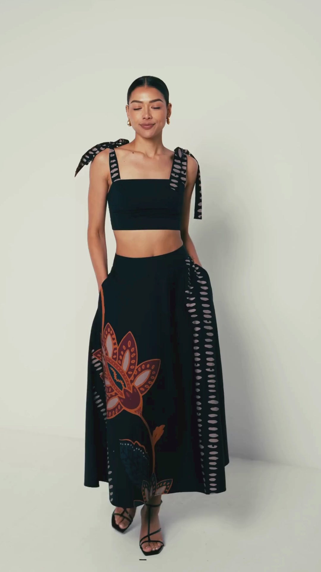 Printed Cotton Poplin Uly Top - Razu Navy